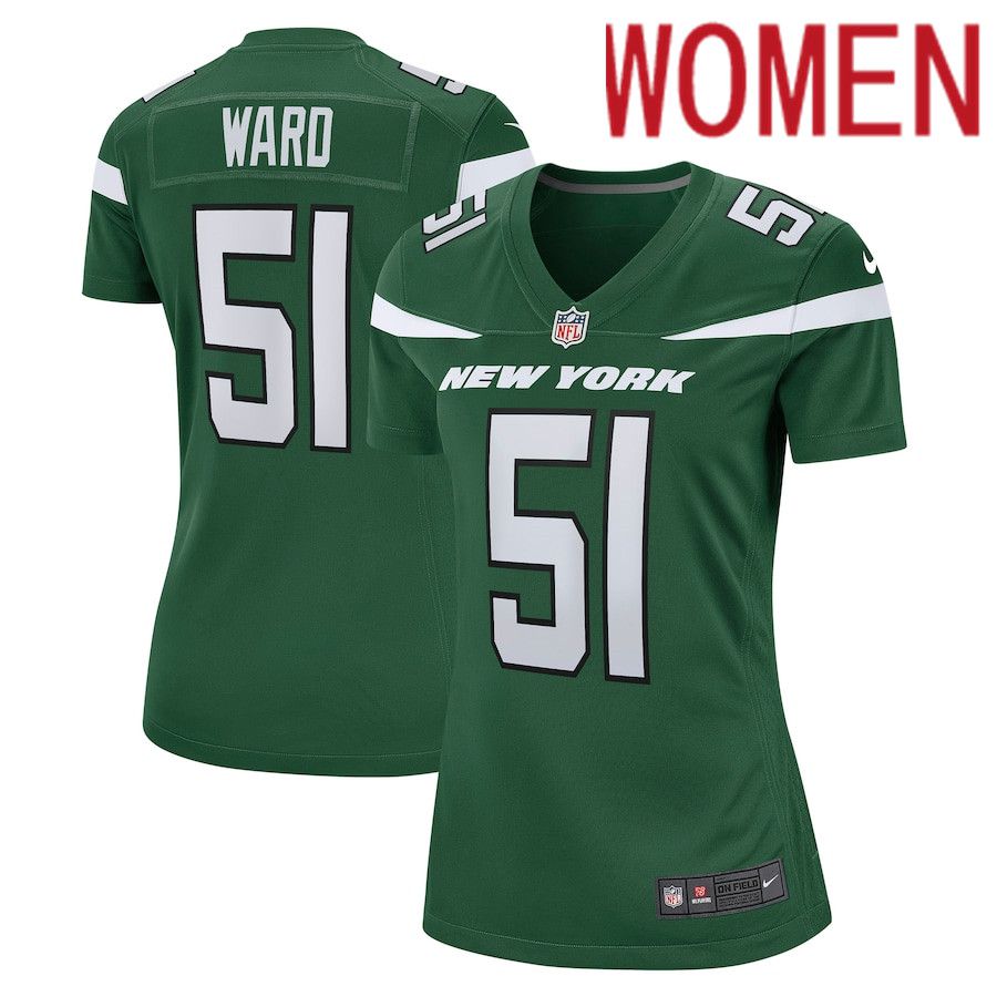 Women New York Jets #51 Tim Ward Nike Gotham Green Game NFL Jersey->women nfl jersey->Women Jersey